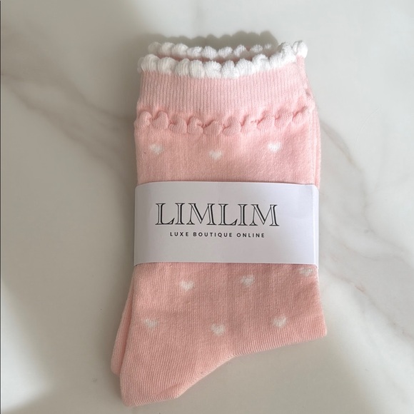 NWT Pink and White Polka Dot Socks - Picture 1 of 2